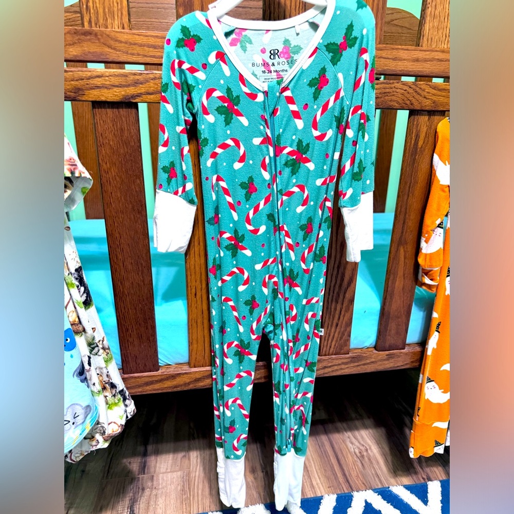 Bums and Roses Candy Cane Lane Convertible Romper Christmas
